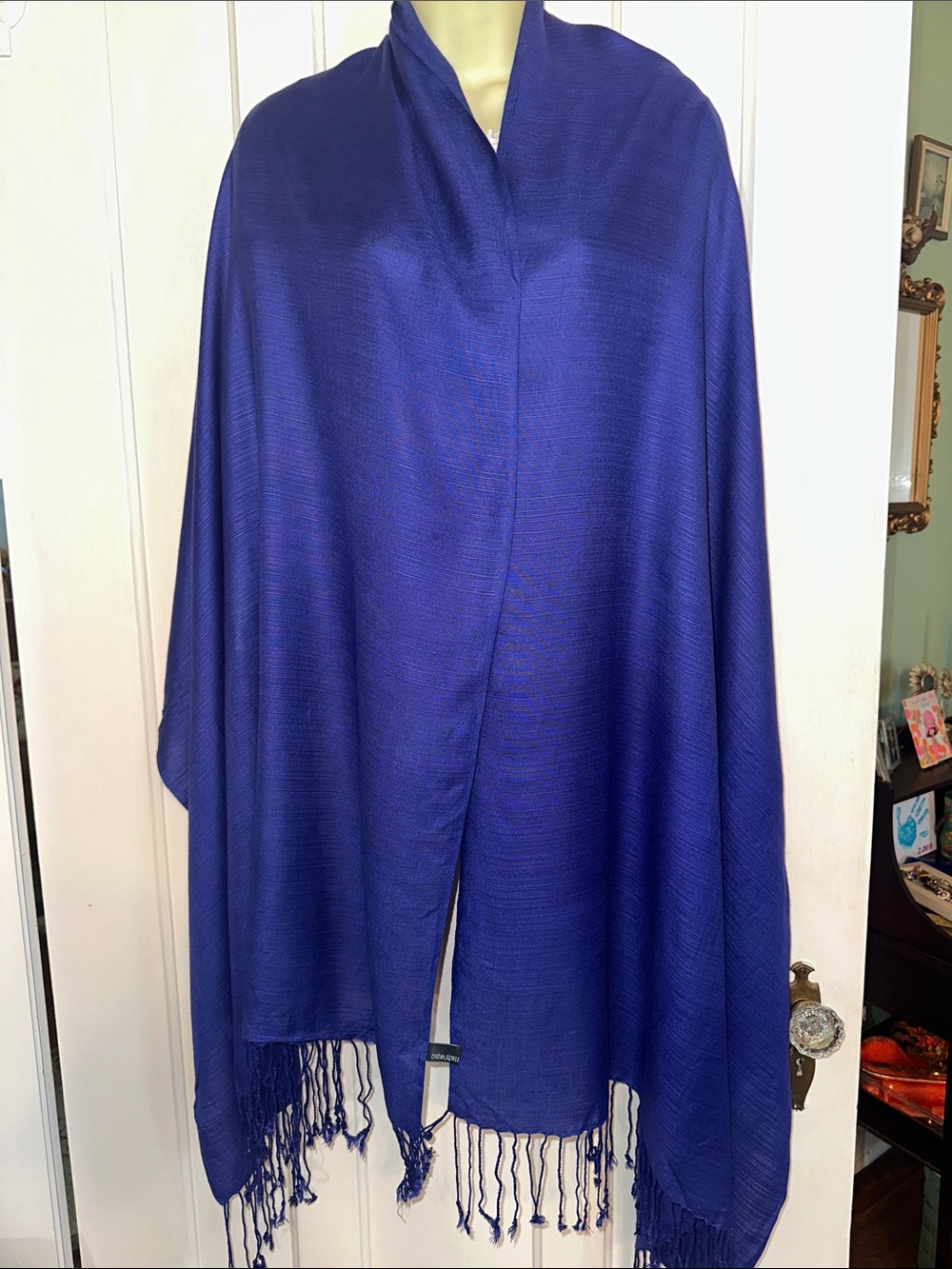 Cynthia Rowley Royal Blue Rayon Fringe Wrap/Shawl/ Scarf